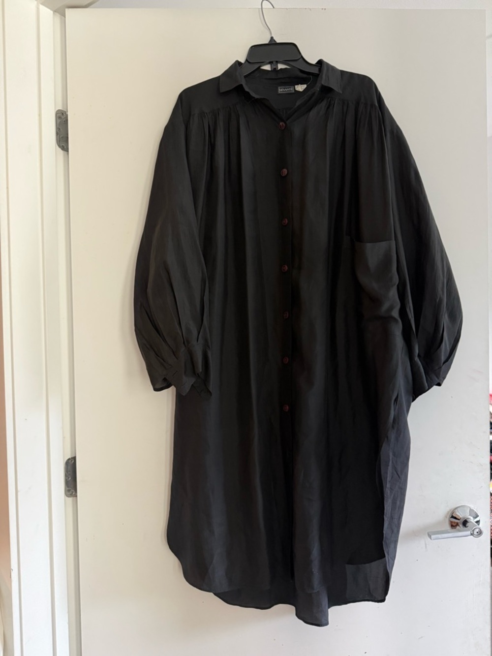 Levante Silk Oversized Shirt Dress Balloon Sleeves Size S